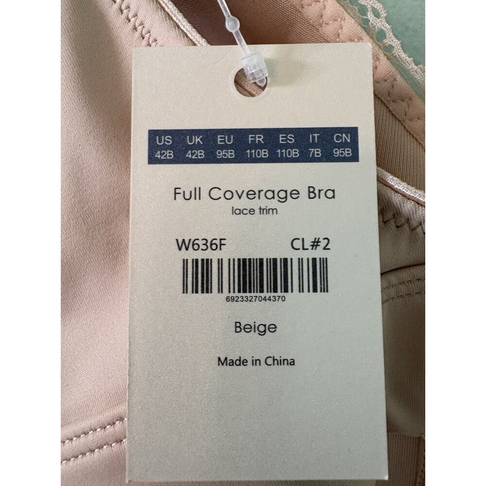 AISILIN 42B Beige Wireless Cotton Full Coverage Comfort Support Bra - Picture 3 of 4